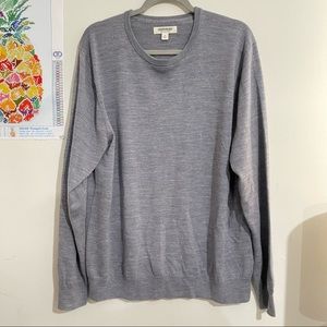 Goodthreads Lightweight Crewneck 100% Merino Wool Sweater in Gray Size XL